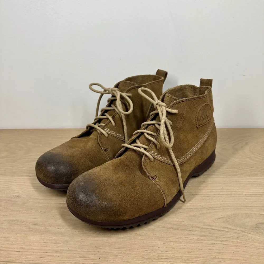 Sorel Chukka Boots Mens 10.5 Brown Leather Suede Lace Up Rugged Outdoor